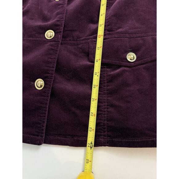 EUC Chicos Purple Velvet Jacket Blazer Gold Buttons Size 2 Large 12 - Picture 10 of 15